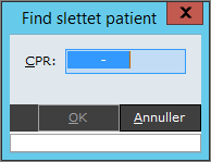 Slet patienter - Find slettet patient søgefelt
