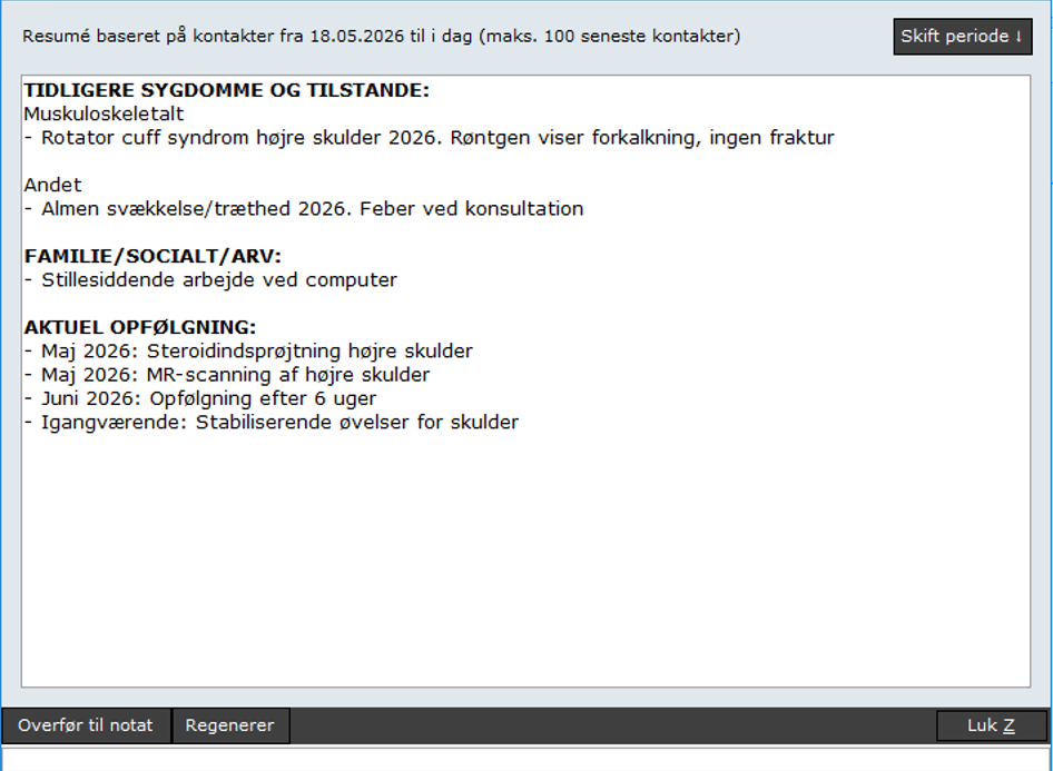 Resume vindue