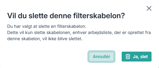 slet en filterskabelon