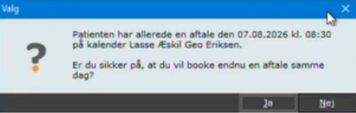 Advarsel dobbeltbooking